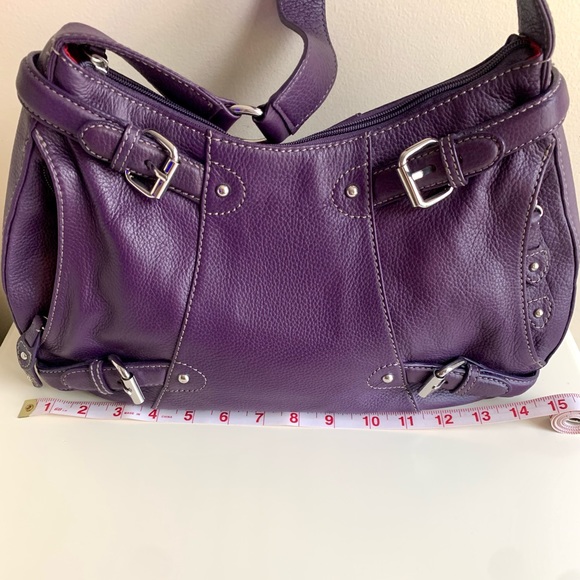 Maxx New York Signature Purple Pebbled Leather Handbag - Picture 9 of 14
